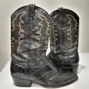 JE-VER EXOTIC LEATHER MENS COWBOY BOOTS BLACK SIZE 13.5
